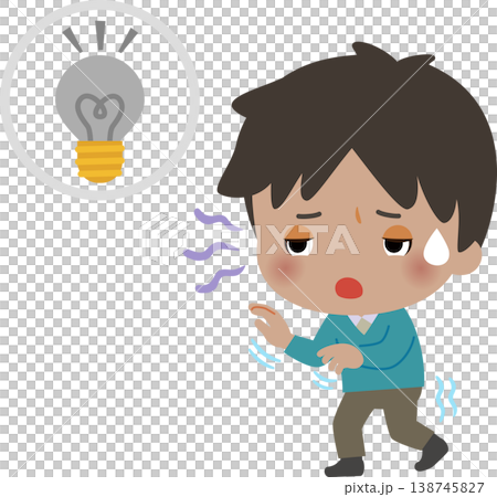 停電して暗い中を手探りで歩く男性 138745827