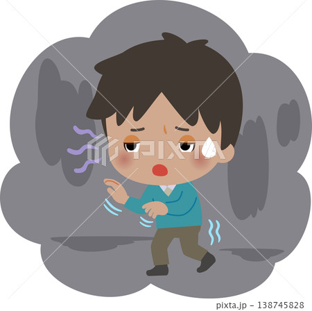 暗闇を手探りしながら歩く男性 138745828