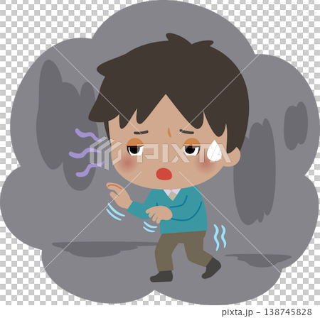 暗闇を手探りしながら歩く男性 138745828