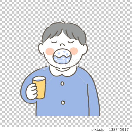 うがいをする男の子のイラスト うがいをする男の子のイラスト 138745917