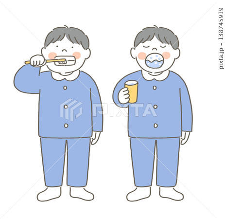 うがい、歯磨きをする男の子 138745919