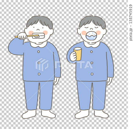 うがい、歯磨きをする男の子 138745919