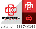Letter K Cross Medical Logo Logos Design Element Stock Vector Illustration 138746148