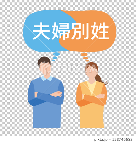 夫婦別姓について考える男女 138746652