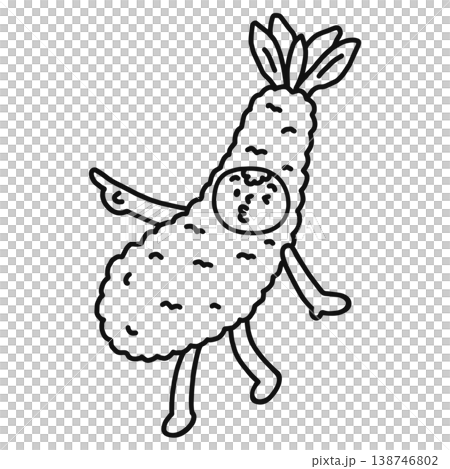 一個穿著炸蝦服裝的人（線描圖） 138746802