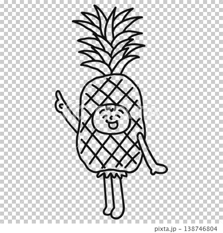 穿著鳳梨服裝的人（線條畫） 138746804