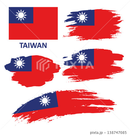 Set of Taiwan flags on a white background 138747085
