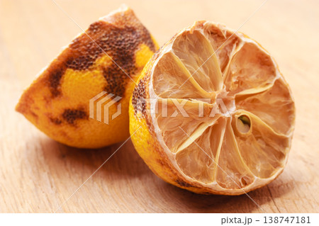 closeup old rotten lemon closeup old rotten lemon 138747181