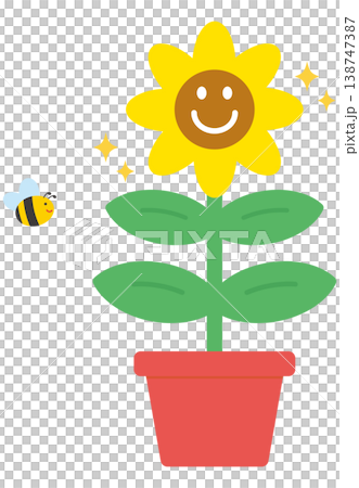 カワイイ花とミツバチのイラスト カワイイ花とミツバチのイラスト 138747387