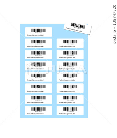 バーコード付き管理ラベルが印字されたシールのイラスト バーコード付き管理ラベルが印字されたシールのイラスト 138747520