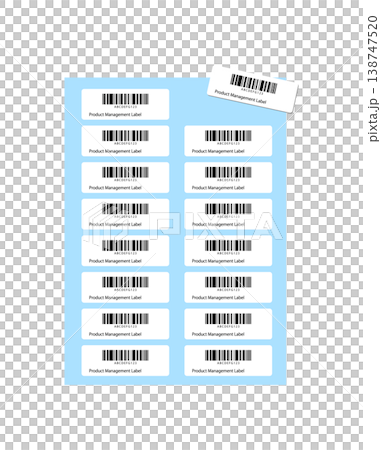 バーコード付き管理ラベルが印字されたシールのイラスト バーコード付き管理ラベルが印字されたシールのイラスト 138747520