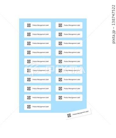 QRコード付き管理ラベルが印字されたシールのイラスト QRコード付き管理ラベルが印字されたシールのイラスト 138747522