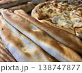 Pizza with arabic fataer photo on wood table 138747877
