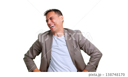 Happy man laughing bringing joy and positive emotions Happy man laughing bringing joy and positive emotions 138748170