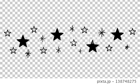 A horizontal line decoration with many stars gathered together A horizontal line decoration with many stars gathered together 138748275