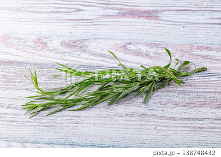Fresh green tarragon aromatic herb Fresh green tarragon aromatic herb 138748432
