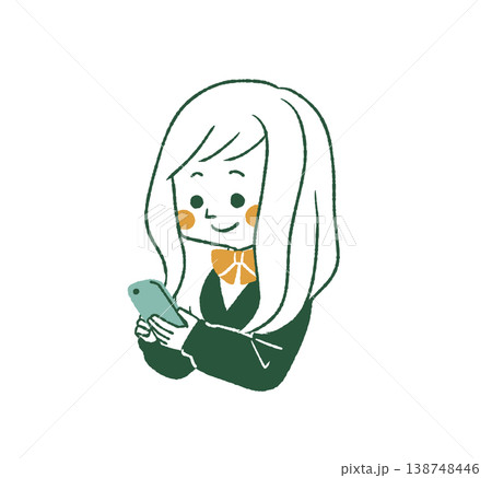 スマートフォンを使っている女子学生-4色 スマートフォンを使っている女子学生-4色 138748446