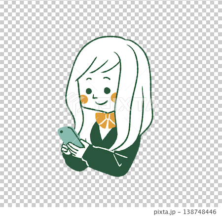 スマートフォンを使っている女子学生-4色 スマートフォンを使っている女子学生-4色 138748446