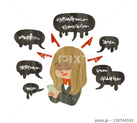 悪意のあるスマホの使い方をしている女子学生-ガッシュ 138748593