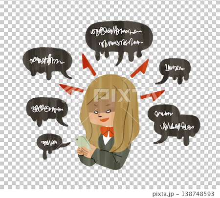 悪意のあるスマホの使い方をしている女子学生-ガッシュ 138748593