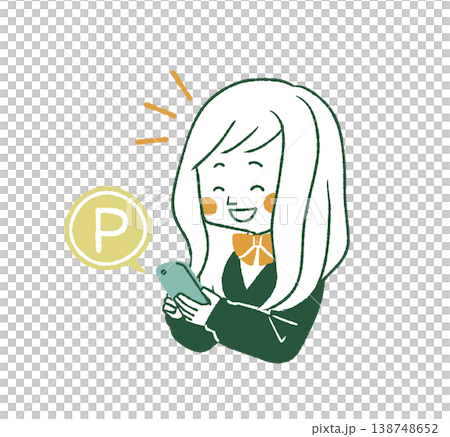 Female student checking points on her smartphone - 4 colors Female student checking points on her smartphone - 4 colors 138748652