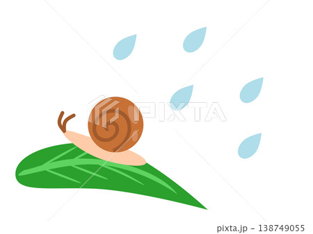 雨の中、葉の上を歩くカタツムリ 雨の中、葉の上を歩くカタツムリ 138749055