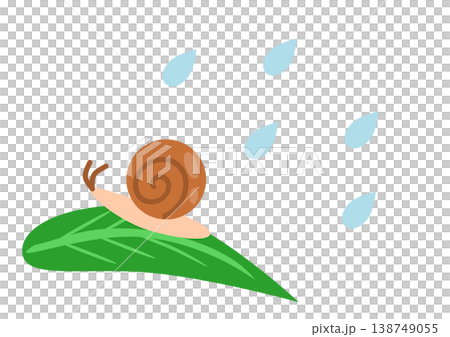 雨の中、葉の上を歩くカタツムリ 雨の中、葉の上を歩くカタツムリ 138749055