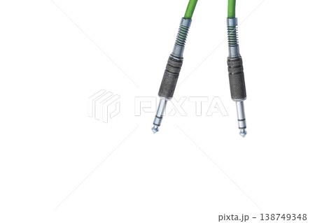 Two electric cables with jacks.Connection electric guitar,sound equipment 138749348