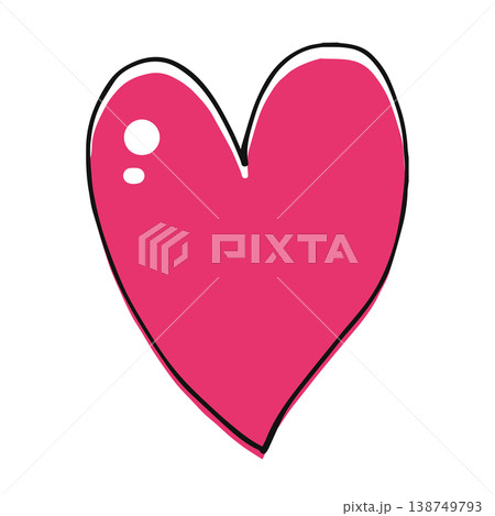 手描きでラフなピンク色のシンプルハート素材バレンタインや結婚式の飾り付けにも 138749793