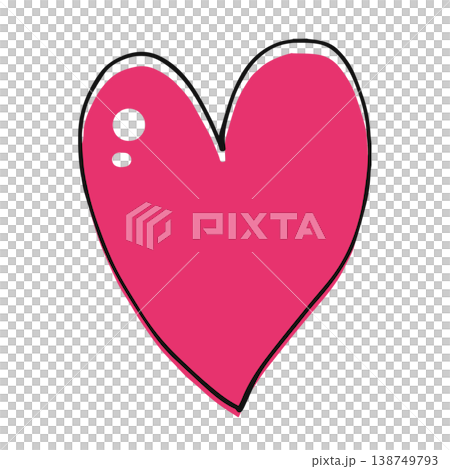 手描きでラフなピンク色のシンプルハート素材バレンタインや結婚式の飾り付けにも 138749793