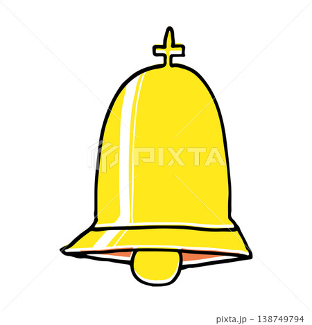 ゆるい手書きのシンプルなベルマーク素材としての鐘のイラスト 138749794