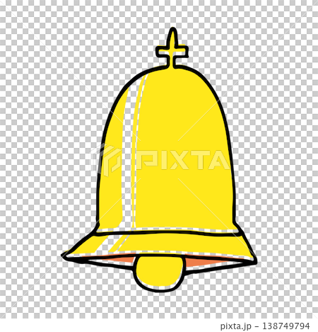 ゆるい手書きのシンプルなベルマーク素材としての鐘のイラスト 138749794