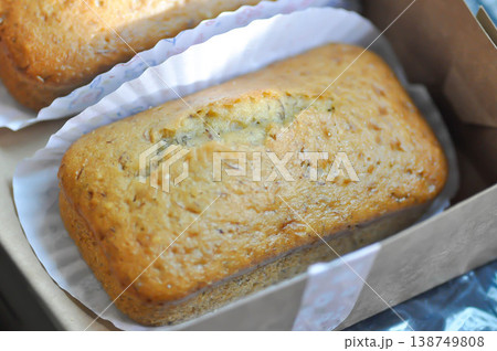 banana cake or banana bread or almond bread , loaf of bread banana cake or banana bread or almond bread , loaf of bread 138749808