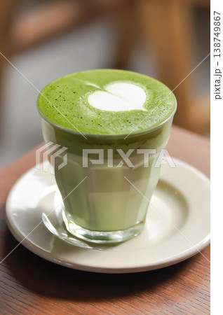 green tea or matcha latte , matcha green tea latte , milk green tea 138749867