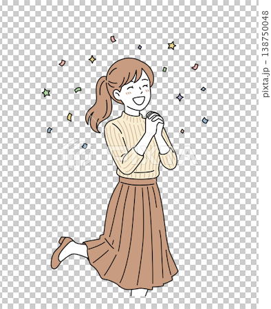 片足を上げて喜ぶ女性のベクターイラスト 片足を上げて喜ぶ女性のベクターイラスト 138750048