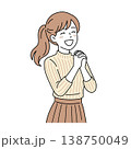 両手を胸の前で喜ぶ女性のベクターイラスト 138750049
