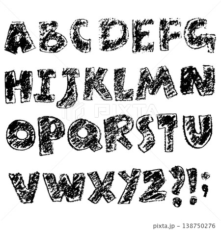 Colorful Crayon Hand Drawn Vector Font 138750276