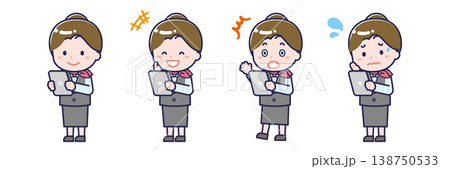 タブレットを使う「販売員」の女性 138750533