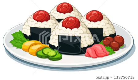 Japanese Onigiri with Umeboshi and Nori Japanese Onigiri with Umeboshi and Nori 138750718
