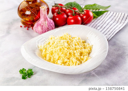 Boiled wheat couscous grain garnish 138750841