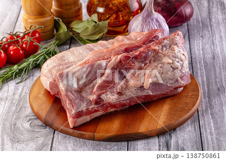 Raw spare pork ribs meat 138750861