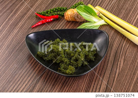Vegan sea grapes green seaweed 138751074