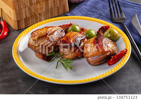 Roasted duck medallion with dry tomato Roasted duck medallion with dry tomato 138751123