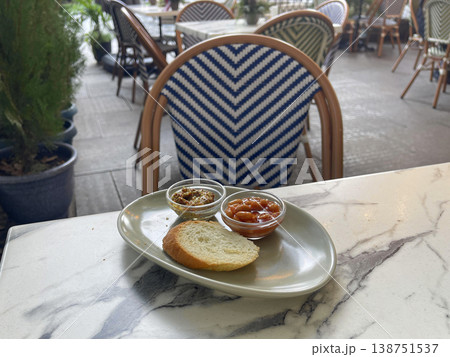 plate with bowl of mustard and bowl of beans for appetizer plate with bowl of mustard and bowl of beans for appetizer 138751537