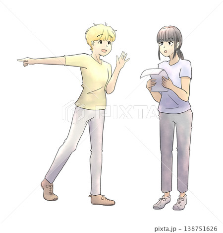 困っていた女性に声をかける女性ふたり 困っていた女性に声をかける女性ふたり 138751626