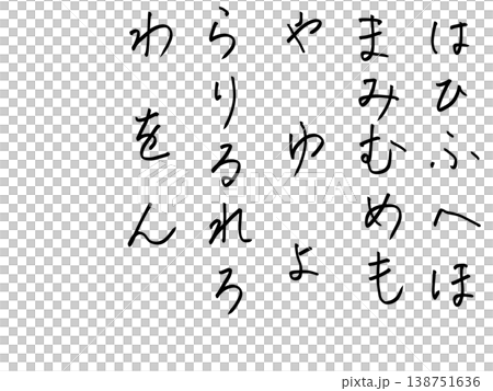 平假名字元從一行到一行,wa,o,n。 平假名字元從一行到一行,wa,o,n。 138751636