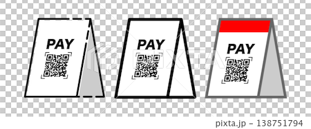 QRコード決済スタンドイラスト まとめ売り 138751794