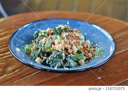 caesar salad or vegetable salad with bacon caesar salad or vegetable salad with bacon 138752073