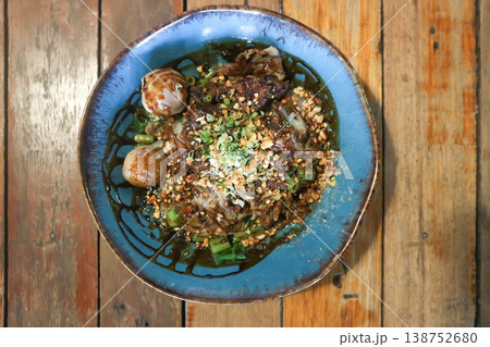 dry noodles or plain noodles, Chinese noodle with meatball and beef or noodles without soup dry noodles or plain noodles, Chinese noodle with meatball and beef or noodles without soup 138752680