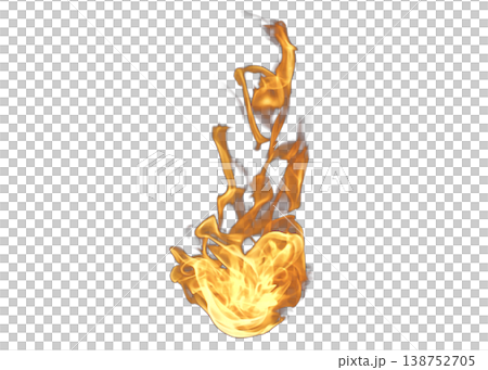 Bright orange and yellow fire with transparent background 138752705